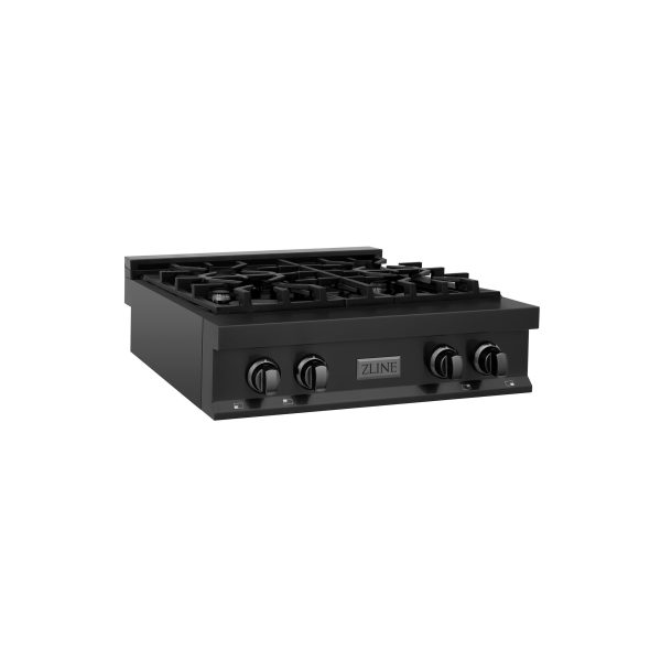 ZLINE 30 in. Porcelain Rangetop in Black Stainless with 4 Gas Burners (RTB-30) Available with Brass Burners on Sale