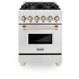 ZLINE Autograph Edition 24 in. 2.8 cu. ft. Dual Fuel Range with Gas Stove and Electric Oven in Stainless Steel with Accents (RAZ-24) [Color: Gold Accents] Cheap