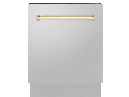 ZLINE Autograph Edition 24  3rd Rack Top Control Tall Tub Dishwasher in Stainless Steel with Accent Handle, 51dBa (DWVZ-304-24) [Color: Gold] Online Sale