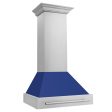 ZLINE 30 in. Stainless Steel Range Hood with Colored Shell Options and Stainless Steel Handle (8654STX-30) [Color: Blue Matte] For Sale