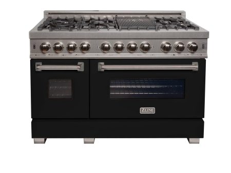 ZLINE 48 in. DuraSnow Stainless Steel 6.0 cu.ft. 7 Gas Burner Electric Oven Range with Color Door Options (RAS-SN-48) [Color: Black Matte] Online Hot Sale