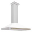 ZLINE 48 in. Autograph Edition Convertible Stainless Steel Range Hood with White Matte Shell and Champagne Bronze Accents (KB4STZ-WM48-CB) [Color: Champagne Bronze Accents] Online Sale