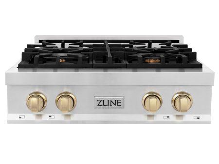 ZLINE 30 In. Autograph Edition Rangetop in Stainless Steel with Gold Accents (RTZ-30-G) Fashion