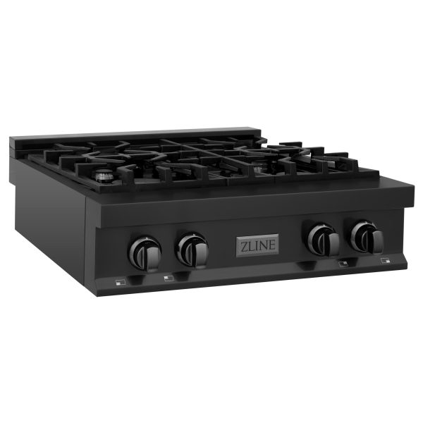 ZLINE 30 in. Porcelain Rangetop in Black Stainless with 4 Gas Burners (RTB-30) Available with Brass Burners on Sale