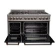 ZLINE 48 in. DuraSnow Stainless Steel 6.0 cu.ft. 7 Gas Burner Electric Oven Range with Color Door Options (RAS-SN-48) [Color: Black Matte] Online Hot Sale