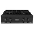 ZLINE 30 in. Porcelain Rangetop in Black Stainless with 4 Gas Burners (RTB-30) Available with Brass Burners on Sale