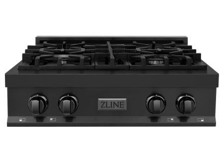 ZLINE 30 in. Porcelain Rangetop in Black Stainless with 4 Gas Burners (RTB-30) Available with Brass Burners on Sale