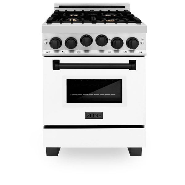 ZLINE Autograph Edition 24  2.8 cu. ft. Range with Gas Stove and Gas Oven in Stainless Steel with White Matte Door and Matte Black Accents (RGZ-WM-24) [Color: Champagne Bronze] Online now