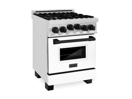 ZLINE Autograph Edition 24  2.8 cu. ft. Range with Gas Stove and Gas Oven in Stainless Steel with White Matte Door and Matte Black Accents (RGZ-WM-24) [Color: Matte Black] Hot on Sale