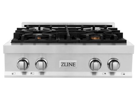 ZLINE 30 in. Porcelain Gas Stovetop with 4 Gas Burners (RT30) Available with Brass Burners [Color: Stainless Steel with Brass Burners] Discount