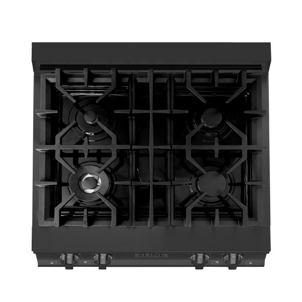 ZLINE 30 in. Porcelain Rangetop in Black Stainless with 4 Gas Burners (RTB-30) Available with Brass Burners on Sale