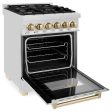 ZLINE Autograph Edition 24 in. 2.8 cu. ft. Dual Fuel Range with Gas Stove and Electric Oven in Stainless Steel with Accents (RAZ-24) [Color: Gold Accents] Cheap