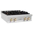 ZLINE 30 In. Autograph Edition Rangetop in Stainless Steel with Gold Accents (RTZ-30-G) Fashion