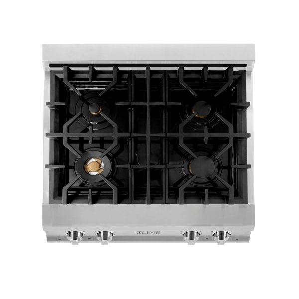 ZLINE 30 in. Porcelain Gas Stovetop with 4 Gas Burners (RT30) Available with Brass Burners [Color: Stainless Steel with Brass Burners] Discount