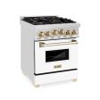 ZLINE Autograph Edition 24  2.8 cu. ft. Range with Gas Stove and Gas Oven in Stainless Steel with White Matte Door and Matte Black Accents (RGZ-WM-24) [Color: Champagne Bronze] Online now