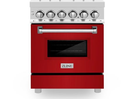 ZLINE 24 in. Professional Dual Fuel Range with Color Door Options (RA24) [Color: Red Matte] Online now