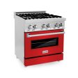 ZLINE 30 in. Dual Fuel Range with Gas Stove and Electric Oven in Stainless Steel (RA30) [Color: Red Matte] For Sale