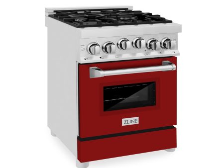 ZLINE 24 in. 2.8 cu. ft. Range with Gas Stove and Gas Oven in Stainless Steel (RG24) [Color: Red Gloss] on Sale