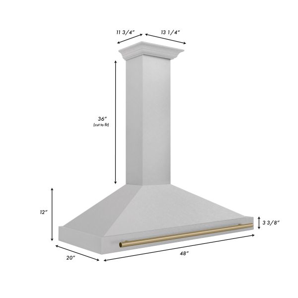 ZLINE 48 in. Autograph Edition Convertible Fingerprint Resistant DuraSnow Stainless Steel Range Hood with Champagne Bronze Handle (KB4SNZ-48-CB) [Color: Champagne Bronze Accents] Fashion