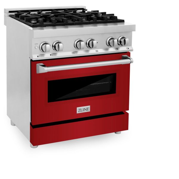 ZLINE 30 in. Dual Fuel Range with Gas Stove and Electric Oven in Stainless Steel (RA30) [Color: Red Gloss] Online