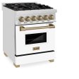 ZLINE Autograph Edition 24  2.8 cu. ft. Dual Fuel Range with Gas Stove and Electric Oven in Stainless Steel with White Matte Door and Accents (RAZ-WM-24) [Color: Champagne Bronze] Online Sale