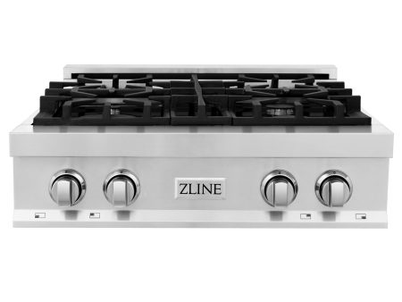 ZLINE 30 in. Porcelain Gas Stovetop with 4 Gas Burners (RT30) Available with Brass Burners [Color: Stainless Steel] Online Hot Sale