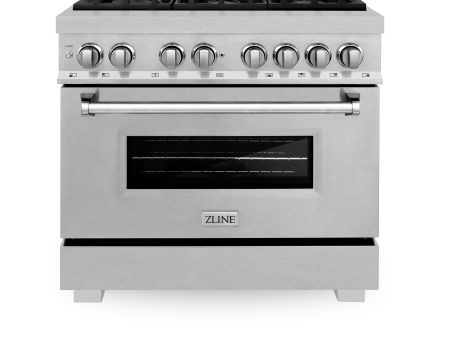 ZLINE 36 in. Professional Dual Fuel Range in DuraSnow Stainless Steel with Color Door Finishes (RAS-SN-36) [Color: DuraSnow Stainless Steel with Brass Burners] Online