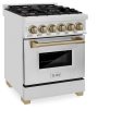 ZLINE Autograph Edition 24 in. 2.8 cu. ft. Dual Fuel Range with Gas Stove and Electric Oven in Stainless Steel with Accents (RAZ-24) [Color: Champagne Bronze Accents] Hot on Sale