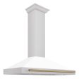 ZLINE 48 in. Autograph Edition DuraSnow Stainless Steel Range Hood with White Matte Shell and Accented Handles (KB4SNZ-WM48) [Color: Champagne Bronze Accents] Online Hot Sale