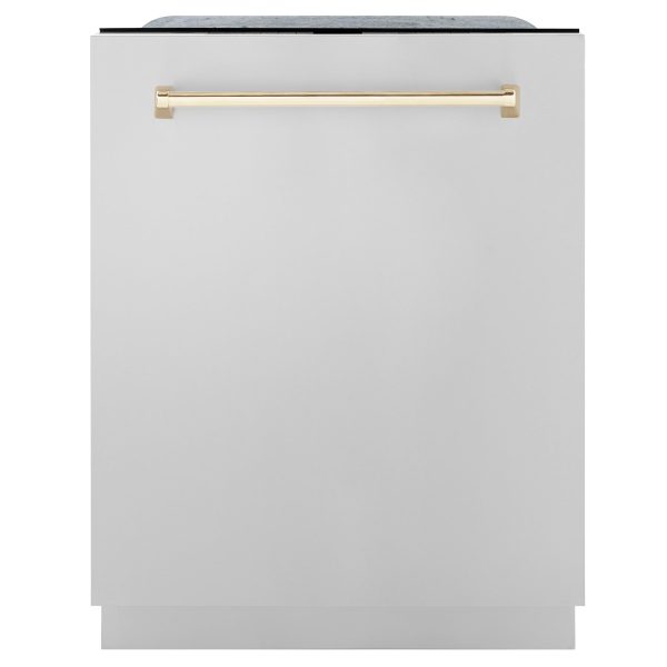 ZLINE Autograph Edition 24  3rd Rack Top Touch Control Tall Tub Dishwasher in Stainless Steel with Accent Handle, 45dBa (DWMTZ-304-24) [Color: Gold] Fashion