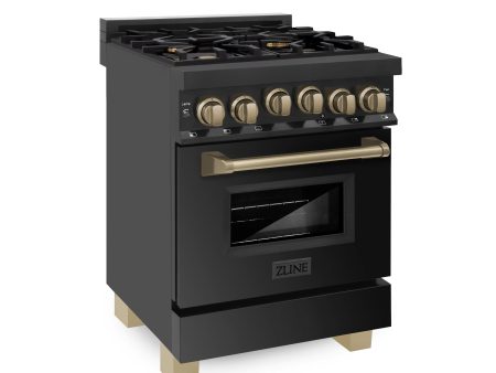 ZLINE Autograph Edition 24  2.8 cu. ft. Range with Gas Stove and Gas Oven in Black Stainless Steel with Accents (RGBZ-24) [Color: Champagne Bronze] Discount