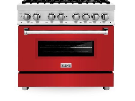 ZLINE 36 in. Dual Fuel Range with Gas Stove and Electric Oven in Stainless Steel (RA36) [Color: Red Matte] Discount