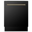 ZLINE Autograph Edition 24  3rd Rack Top Control Tall Tub Dishwasher in Black Stainless Steel with Accent Handle, 51dBa (DWVZ-BS-24) [Color: Champagne Bronze] Fashion