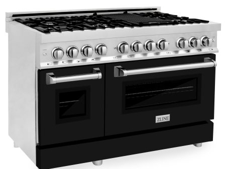 ZLINE 48 in. Dual Fuel Range with Gas Stove and Electric Oven in Stainless Steel (RA48) [Color: Black Matte] Cheap