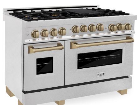 ZLINE Autograph Edition 48  6.0 cu. ft. Range with Gas Stove and Gas Oven in DuraSnow Stainless Steel with Accents (RGSZ-SN-48) [Color: Champagne Bronze] Online Hot Sale