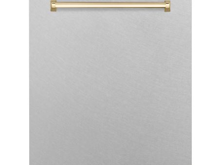 ZLINE Autograph Edition 24  3rd Rack Top Touch Control Tall Tub Dishwasher in DuraSnow Stainless Steel with Accent Handle, 45dBa (DWMTZ-SN-24) [Color: Gold] For Cheap