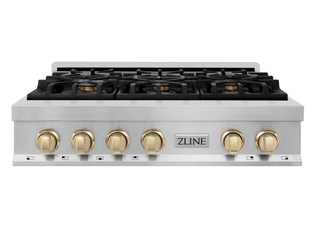 ZLINE 36 In. Autograph Edition Rangetop in Stainless Steel with Gold Accents (RTZ-36-G) Online now