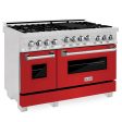 ZLINE 48  6.0 cu. ft. Range with Gas Stove and Gas Oven in ZLINE DuraSnow Stainless Steel® (RGS-SN-48) [Color: Red Matte] Discount