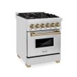 ZLINE Autograph Edition 24 in. 2.8 cu. ft. Dual Fuel Range with Gas Stove and Electric Oven in Stainless Steel with Accents (RAZ-24) [Color: Champagne Bronze Accents] Hot on Sale