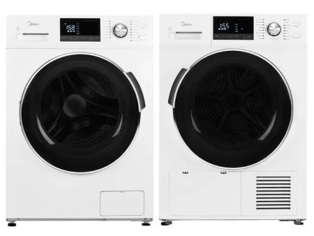 Midea Ensemble Laveuse de 3,1 pi3 Sécheuse à pompe à chaleur sans évent de 4,4 pi³ (empilable) MLH27N5AWWC   MLE27N5AWWC  [BOITE OUVERTE] Discount