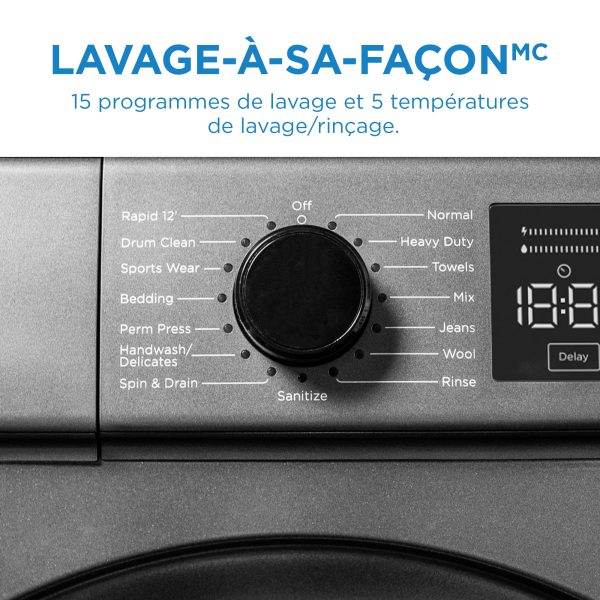 Danby Ensemble Lave-linge à chargement frontal et Sèche-linge à condensation à chargement frontal 24″ empilable DWM022D1DSDB   DDY040D1DSDB [BOITE OUVERTE] Sale