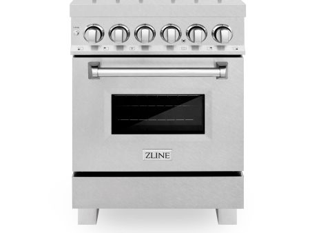 ZLINE 24 in. Professional Dual Fuel Range in DuraSnow Stainless Steel with Color Door Options (RAS-SN-24) [Color: DuraSnow] For Cheap