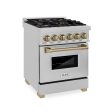 ZLINE Autograph Edition 24 in. 2.8 cu. ft. Dual Fuel Range with Gas Stove and Electric Oven in DuraSnow Stainless Steel with Accents (RASZ-SN-24) [Color: Champagne Bronze] on Sale