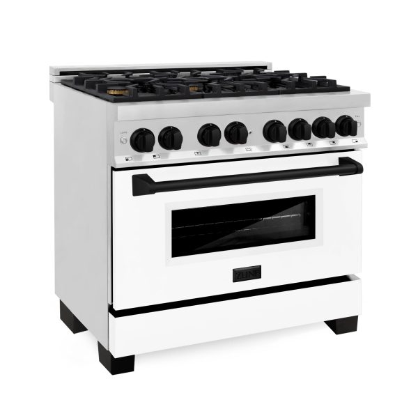 ZLINE Autograph Edition 36  4.6 cu. ft. Dual Fuel Range with Gas Stove and Electric Oven in Stainless Steel with White Matte Door and Accents (RAZ-WM-36) [Color: Matte Black] For Discount