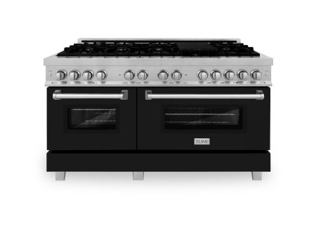 ZLINE 60 in. 7.4 cu. ft. Dual Fuel Range with Gas Stove and Electric Oven in DuraSnow Stainless Steel and Colored Door Options (RAS-60) [Color: DuraSnow Stainless Steel with Black Matte Door] Online