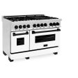 ZLINE Autograph Edition 48  6.0 cu. ft. Dual Fuel Range with Gas Stove and Electric Oven in Stainless Steel with White Matte Door with Accents (RAZ-WM-48) [Color: Matte Black] Sale