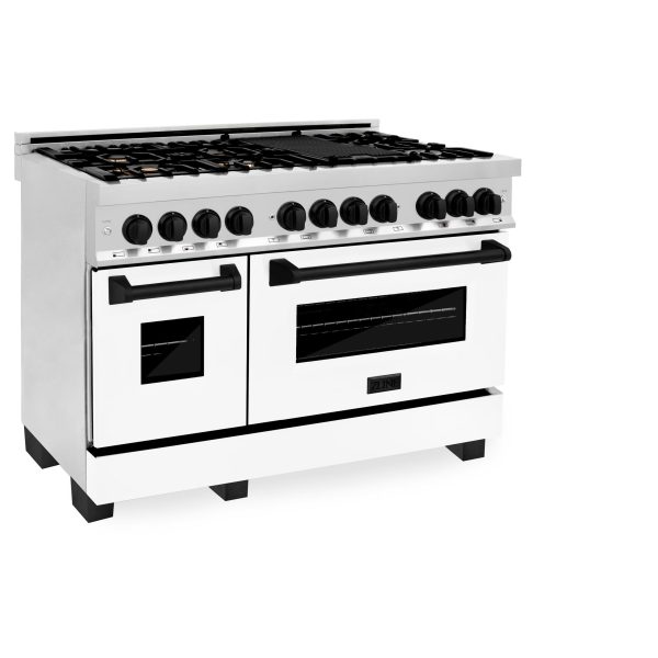 ZLINE Autograph Edition 48  6.0 cu. ft. Dual Fuel Range with Gas Stove and Electric Oven in Stainless Steel with White Matte Door with Accents (RAZ-WM-48) [Color: Matte Black] Sale