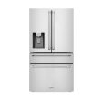 ZLINE 36  21.6 cu. ft Freestanding French Door Refrigerator with Water and Ice Dispenser in Fingerprint Resistant Stainless Steel (RFM-W-36) [Color: Fingerprint Resistant Stainless Steel] Hot on Sale