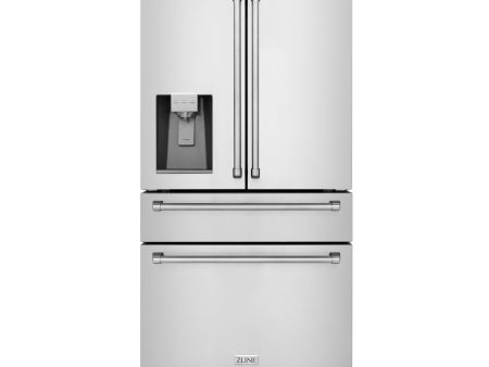 ZLINE 36  21.6 cu. ft Freestanding French Door Refrigerator with Water and Ice Dispenser in Fingerprint Resistant Stainless Steel (RFM-W-36) [Color: Fingerprint Resistant Stainless Steel] Hot on Sale