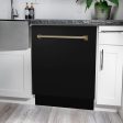 ZLINE Autograph Edition 24  3rd Rack Top Control Tall Tub Dishwasher in Black Stainless Steel with Accent Handle, 51dBa (DWVZ-BS-24) [Color: Champagne Bronze] Fashion